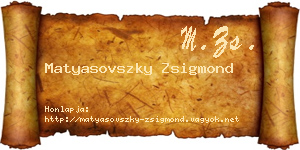 Matyasovszky Zsigmond névjegykártya